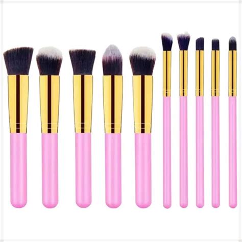 Kit Pincel De Maquiagem Kabuki Pe As Pincel Profissional Cor Rosa