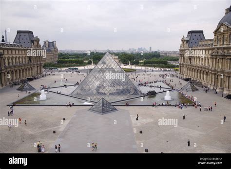 Louvre museum and Louvre pyramid Paris elevated view Stock Photo - Alamy