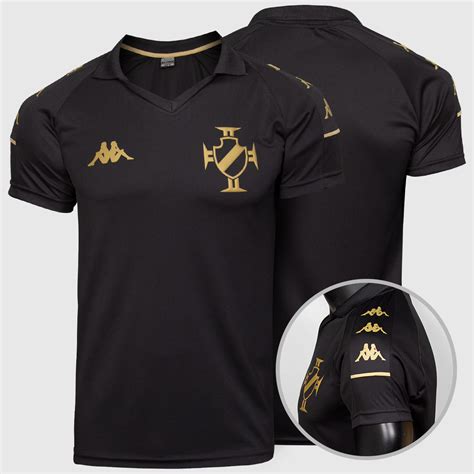 Camisa Polo Vasco Supporter Golden CRVG Kappa Masculina Preta