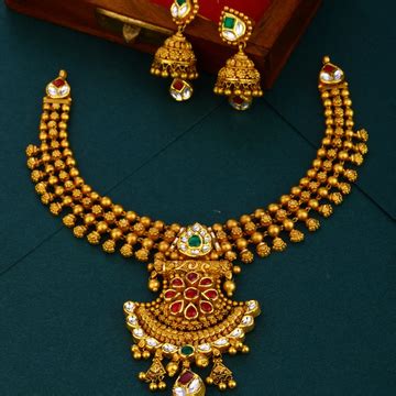 Buy Quality Gold Attractive Choker Necklace Set In Ahmedabad