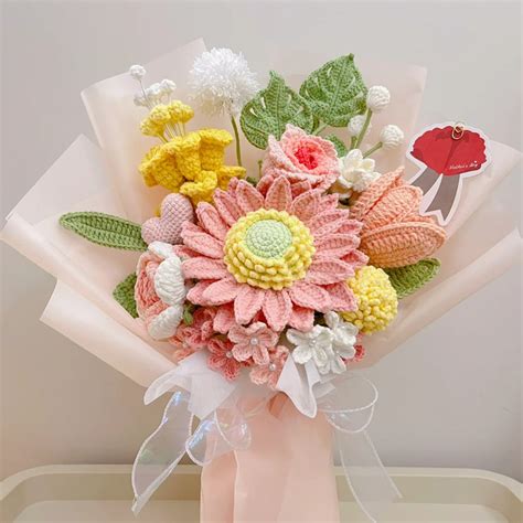 In Flower Bouquet Pattern Bundle Crochet Double Layer Sunflower