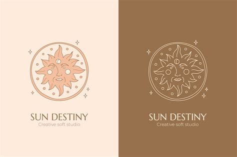 Logotipo De Sol Boho Dibujado A Mano Vector Gratis