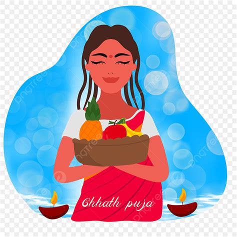 Chhath Puja Clipart Hd PNG Hand Drawn Sun God Festival India Chhath