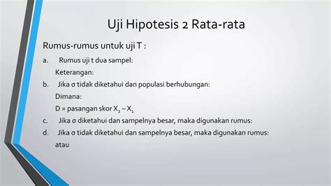 Uji Hipotesis 1 And 2 Rata Rata Ppt