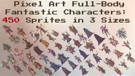 Pixel Art Full Body Fantastic Characters 450 Sprites In 3 Sizes In 2d