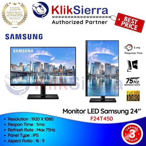 Jual Samsung Monitor 24 Inch Lf24t450 Fhd Ips 75hz Bezel Less F24t450