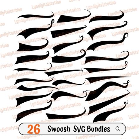 26 Swoosh Bundles Svg Swirl Clipart Flourish Cut File Stroke Stencil