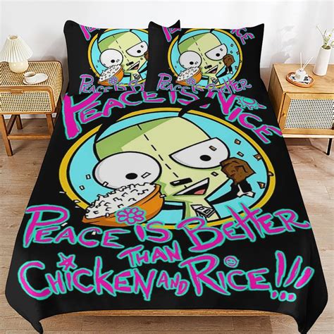 Invader Zim Gir Duvet Cover 3 Piece Bedding Set Teen Comforter Cover Set Super Soft 3d Duvet