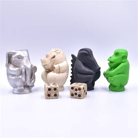 DELUXE Jumanji Board Game Pieces Statue Set Dices , 4 9,5 Cm , Set of ...