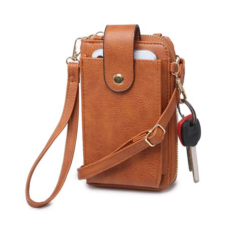 Poppy Faux Leather Womens Crossbody Shoulder Bag Cell Phone Purse Wallet Credit Card Slots