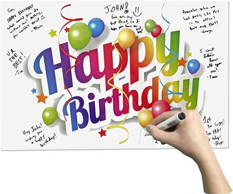 Amazon.com: Happy Birthday Poster - Autograph Birthday Wishes - Large ...