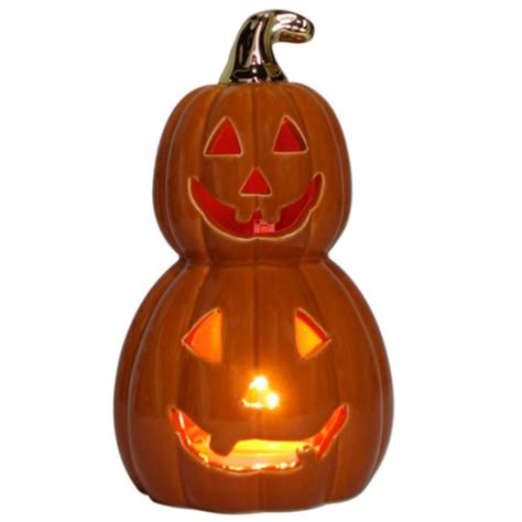 875 Flickering Led Ceramic Stacked Pumpkins Retrofestiveca