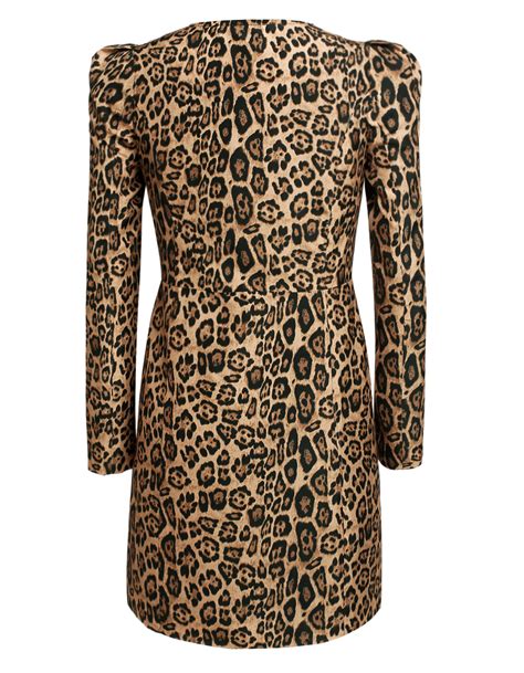 Fashion O Neck Long Sleeves Leopard Print Polyester Trench Coat Coat