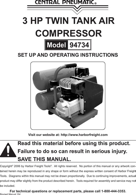 Central Pneumatic Air Compressor Parts Manual