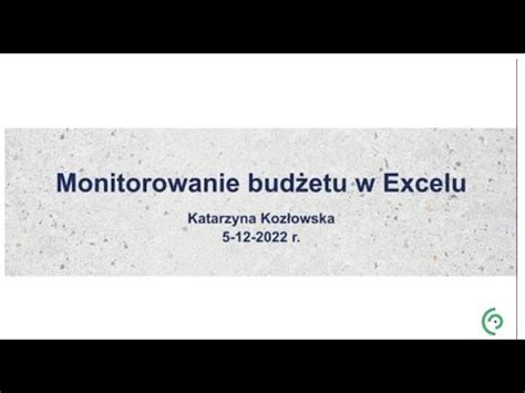 Monitorowanie budżetu w Excelu YouTube