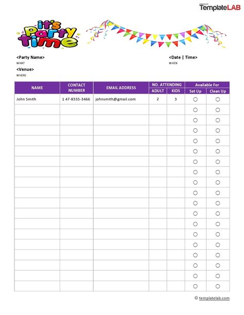 Printable Time Slot Sign Up Sheet Template - Printable Templates