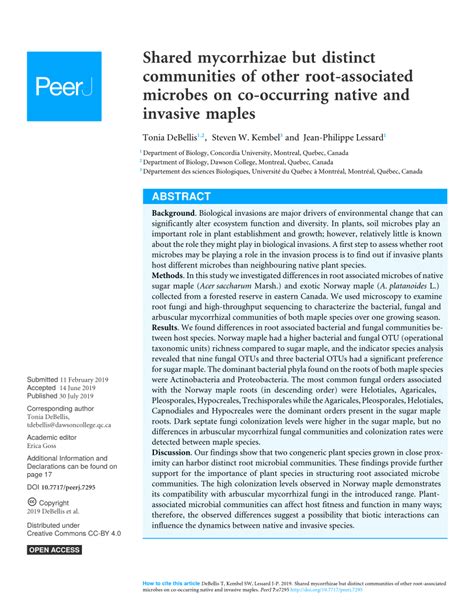 Pdf Distributed Under Creative Commons Cc By 40 Shared Mycorrhizae But Distinct Communities