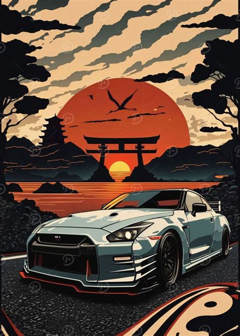 Nissan Skyline Gtr R Poster Picture Metal Print Paint By