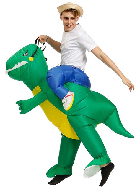 Aufblasbares grünes Dinosaurier Kostüm Halloween Kostüme Blow Up Reiter