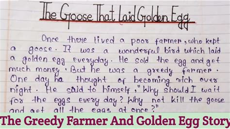 The Goose That Laid Golden Egg Story Story Writing On Golden Egg Hen