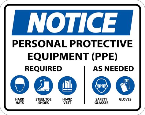 Notice PPE Required As Needed Sign On White Background 11449321 Vector