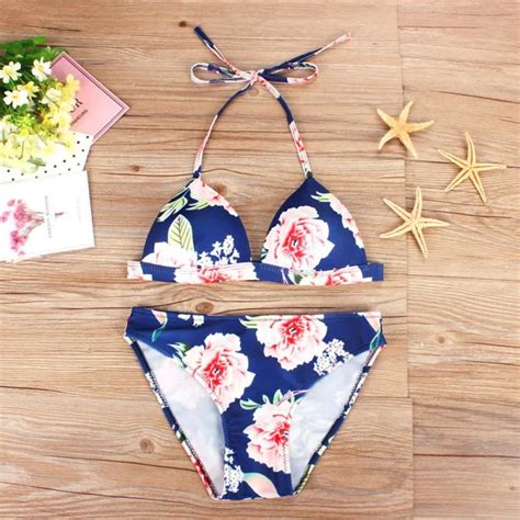 Fantastic Sexy Womens Printing Bikini Set Push Up Padded Bra Swimsuit