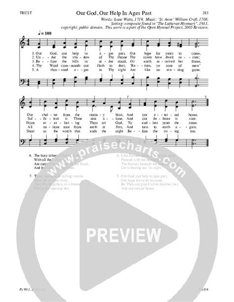 Our God Our Help In Ages Past Hymn Sheet Traditional Hymn PraiseCharts