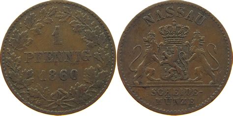 NASSAU PFENNIG 1860 Adolph 1839 1866 SS MA Shops