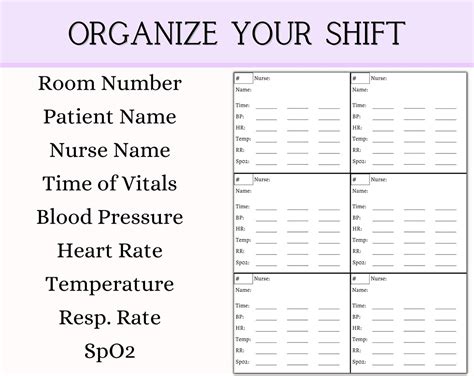 Vital Signs Sheet Nursing Bundle CNA Report Sheet Nurse Report Sheet