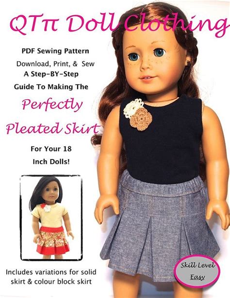 Pixie Faire Qtπ Doll Clothing Perfectly Pleated Skirt Doll Clothes Pattern For 18 18 Inch