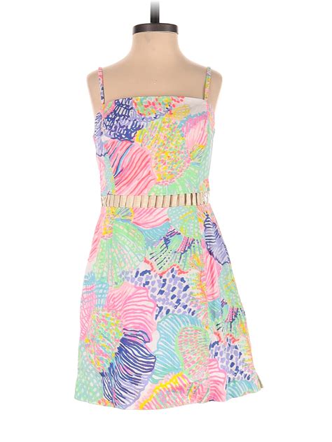 Lilly Pulitzer 100 Cotton Multi Color Pink Casual Dress Size 2 71