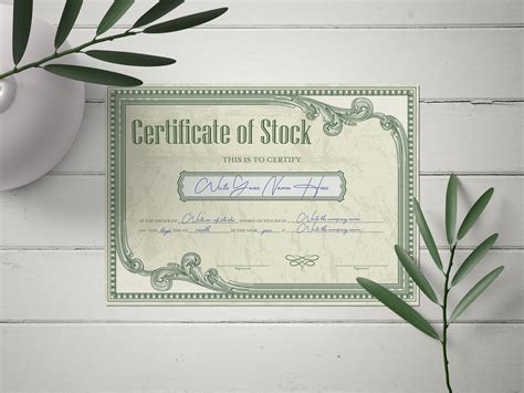 Printable PDF Blank Vintage Style Stock Certificate Template - Posh Park