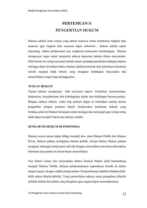 Pertemuan 5 Pengertian Hukum Pdf