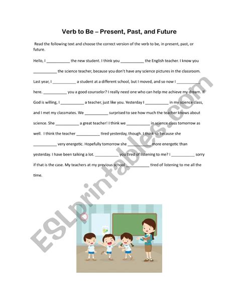 Verb To Be Present Past Future Esl Worksheet By Paulg