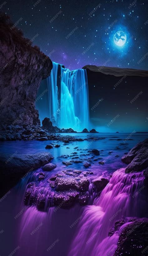 Premium AI Image | A waterfall in the night sky