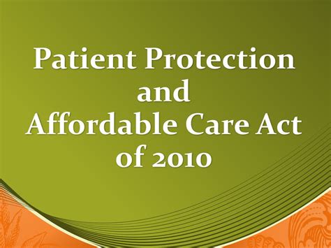 Patient Protection And Affordable Care Act Of Ppt Download