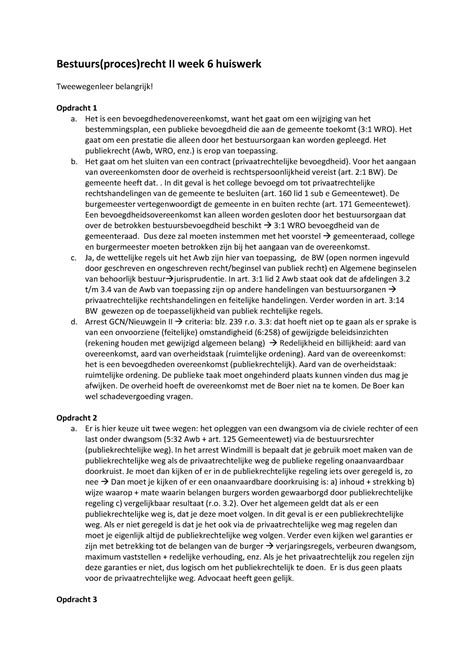 Werkgroep 6 Bestuursprocesrecht II Uitwerkingen Bestuurs Proces