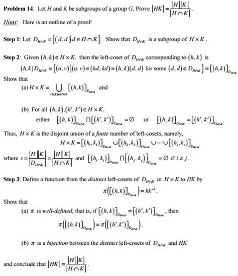 Solved Let H And K Be Subgroups Of A Group G Prove Hk