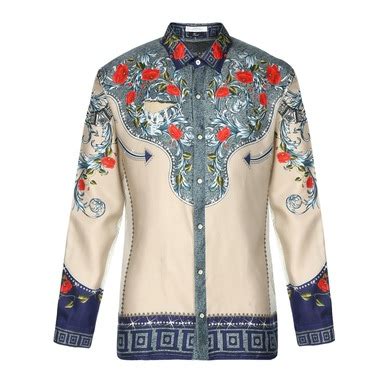buy men beige slim fit prints long sleeve formal shirts