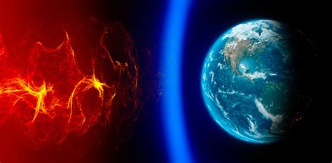 Sun And Solar Storm Earths Magnetic Field Earth And Solar Wind Flow Of