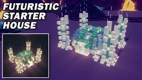 EASY Futuristic Minecraft Starter House TUTORIAL Futuristic Base