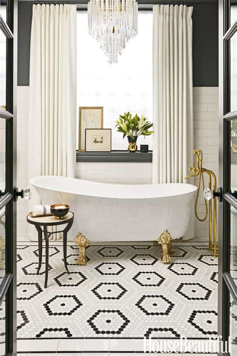 7 Beautiful Bathrooms With Stunning Black And White Floor Tile