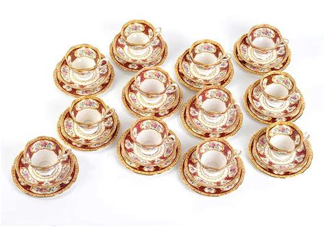 ROYAL ALBERT LADY HAMILTON TEA SET THIRTY SIX PIECES TWELVE PLACE