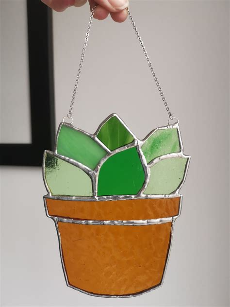 Handmade Stained Glass Succulent Stained Glass Suncatcher Etsy