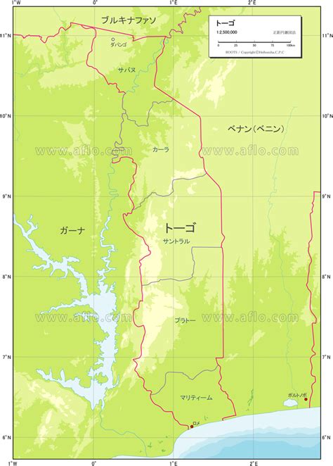 トーゴ 地勢図 ベクター地図素材のダウンロード販売 アフロモール