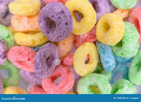 Multi Colored Cheerios Cereal Close Up Macro Stock Image Image Of