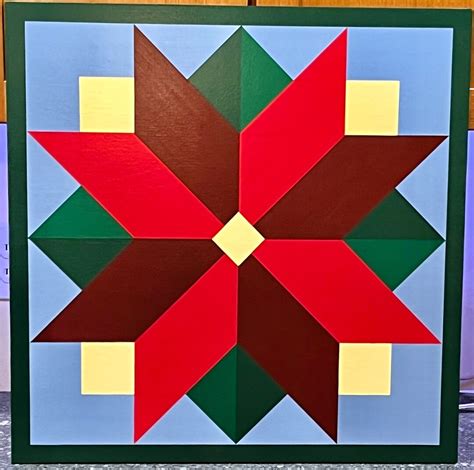 Barn Quilt Christmas Poinsettia Barn Quilt 4x4 Etsy