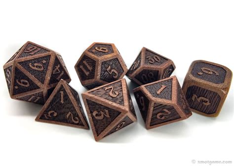 Raised Wooden Dice Set, Digital Relief Polyhedral Wooden Dice - Wooden ...