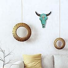 Amazon Bestgiftever Turquoise Cow Bison Skull Head With Gold Tone