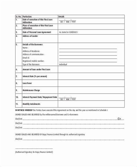 Personal Loan Documents Template